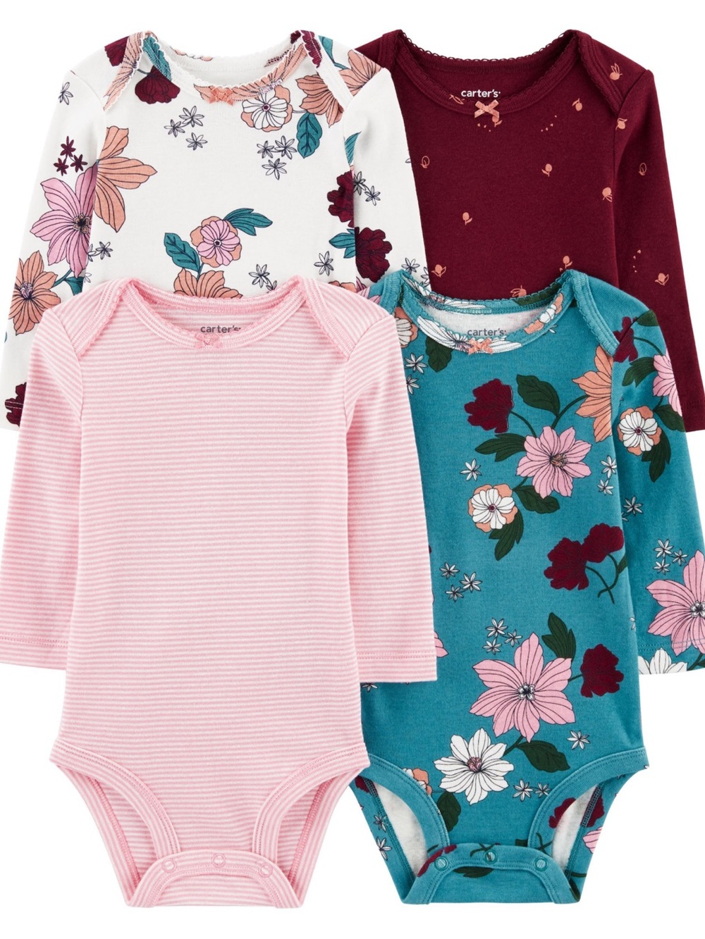 CARTERS : 4-Pack Long-Sleeve Bodysuits